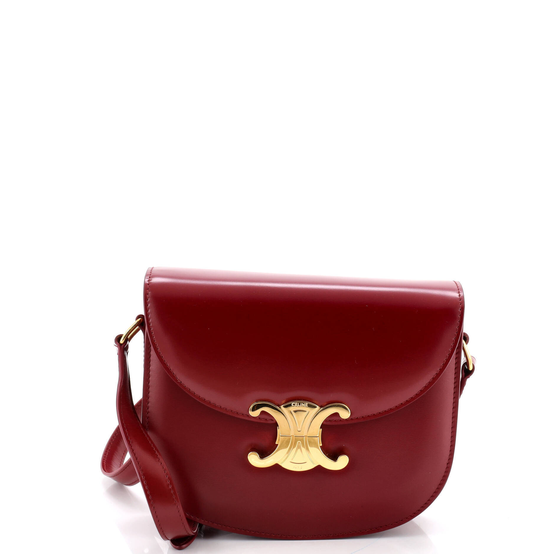 Celine Triomphe Besace Clea Flap Bag Leather